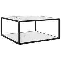 Sofabord 80x80x35 cm hærdet glas hvid