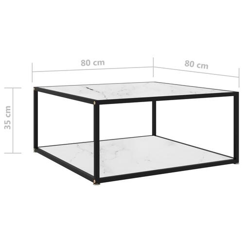 Sofabord 80x80x35 cm hærdet glas hvid