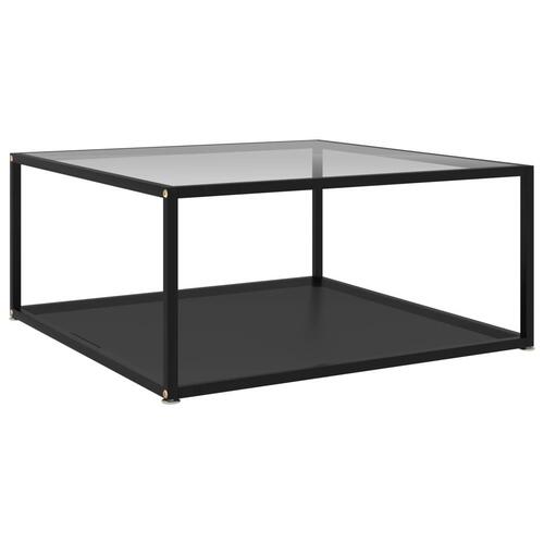 322896 Coffee Table Transparent and Black 80x80x35 cm Tempered Glass