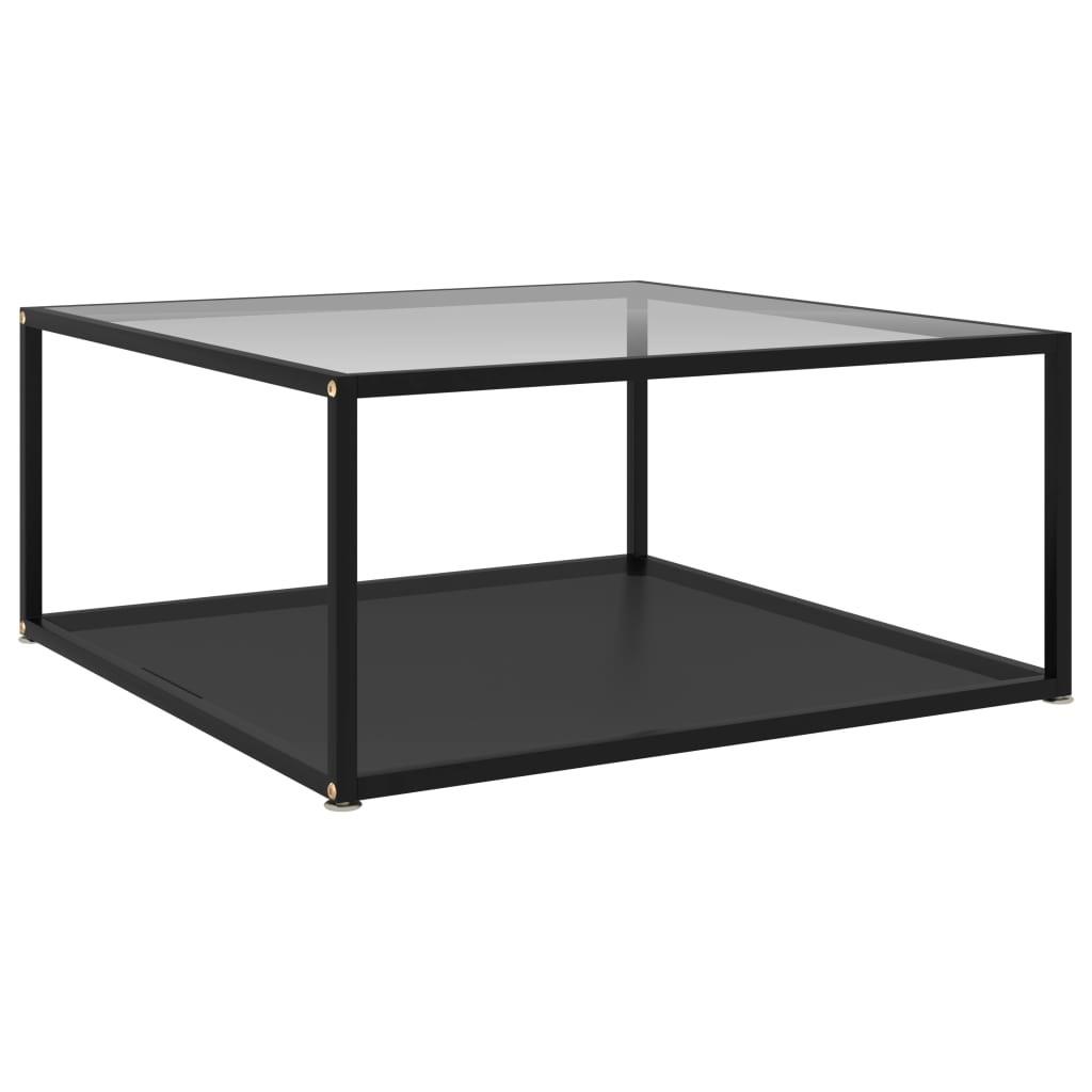 322896 Coffee Table Transparent and Black 80x80x35 cm Tempered Glass