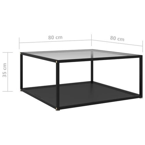 322896 Coffee Table Transparent and Black 80x80x35 cm Tempered Glass
