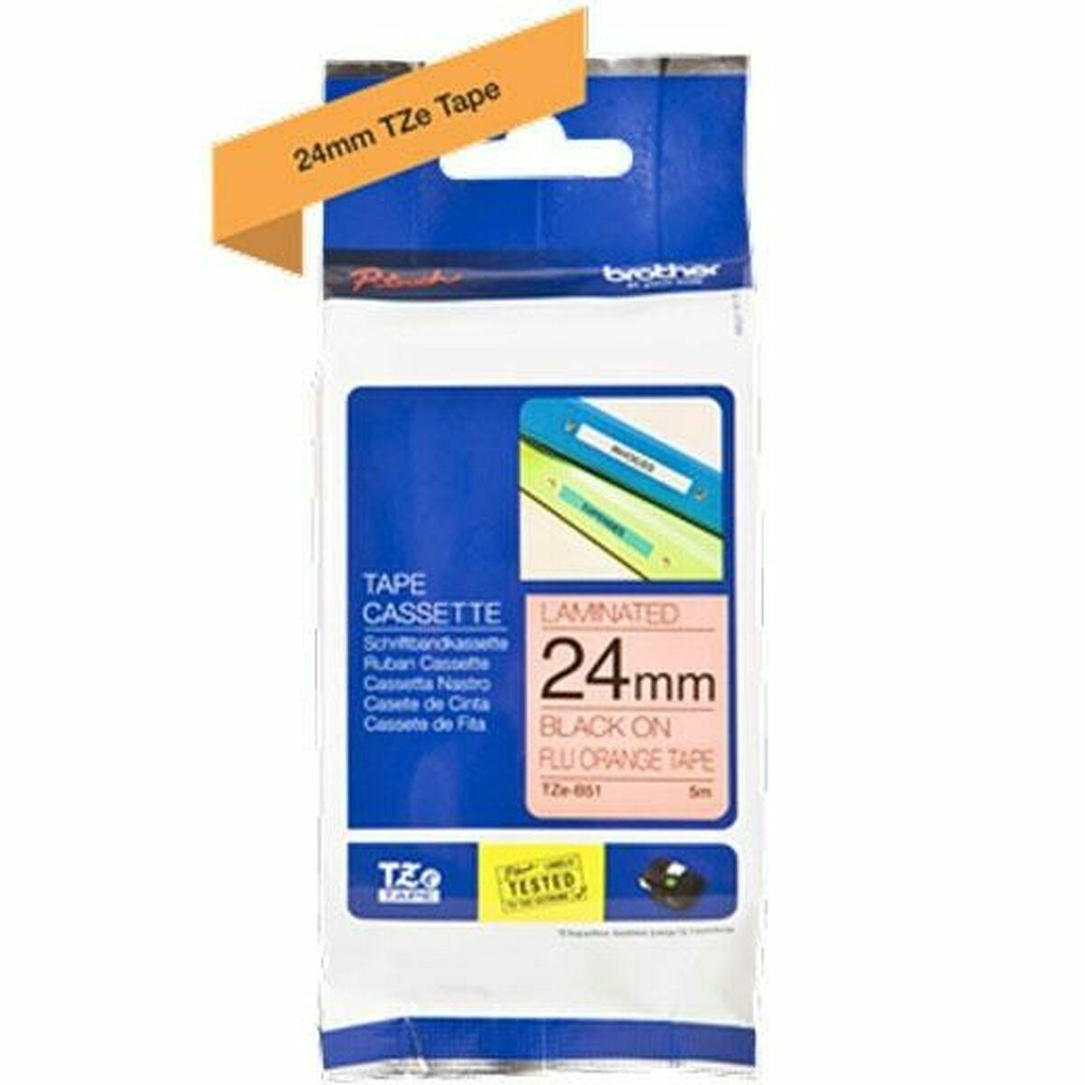 Original Matrix Tape Brother TZe-B51 Grå Sort/Orange 24 mm