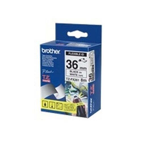 Lamineret tape til mærkningsmaskiner Brother TZEFX261 Hvid Sort/Hvid