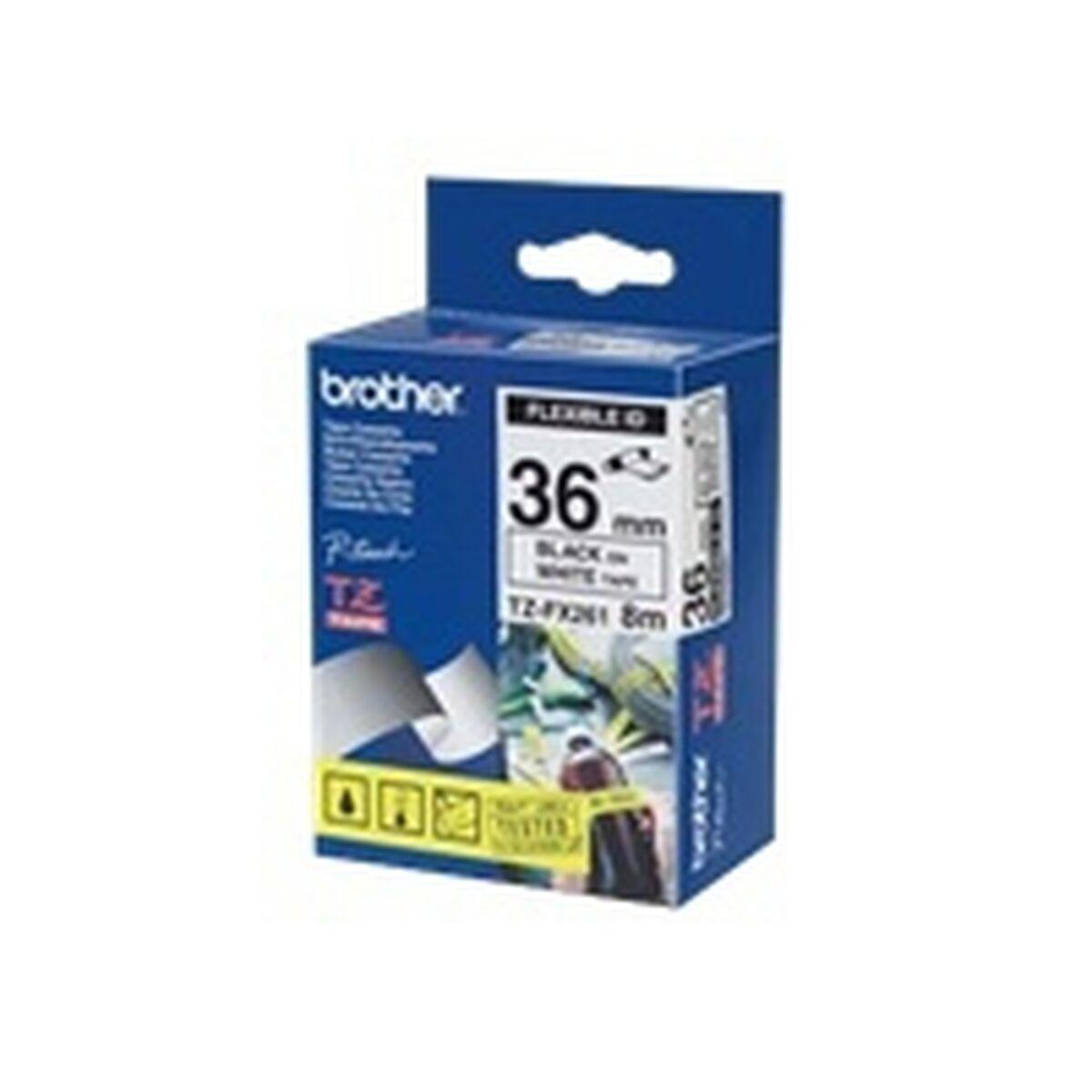 Lamineret tape til mærkningsmaskiner Brother TZEFX261 Hvid Sort/Hvid