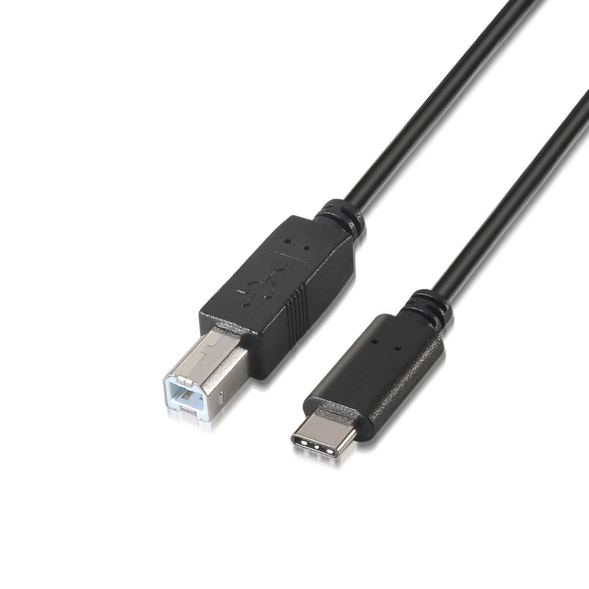 Aisens A107-0054 USB-C til USB/USB-B tabletoplader-kabel, 2 m, sort