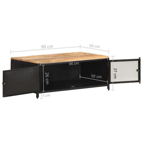 Sofabord 90x50x37 cm massivt ru mangotræ