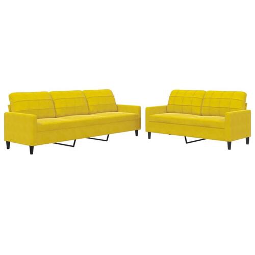 2 personers sofa med hynder velour gul