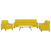 3 personers sofa med hynder velour gul