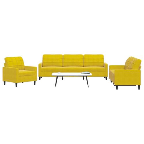 3 personers sofa med hynder velour gul
