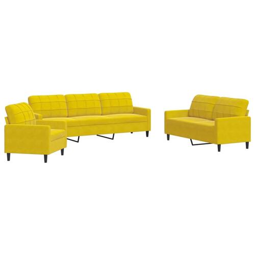 3 personers sofa med hynder velour gul
