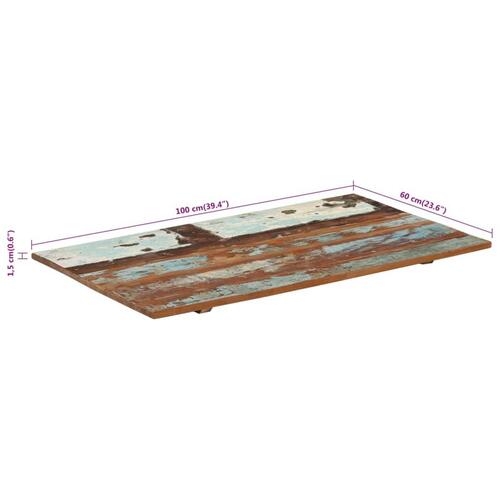 Bordplade 60x100 cm 15-16 mm rektangulær massivt genbrugstræ