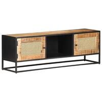 Tv-skab 120x30x40 cm ru mangotræ og naturlig rørflet