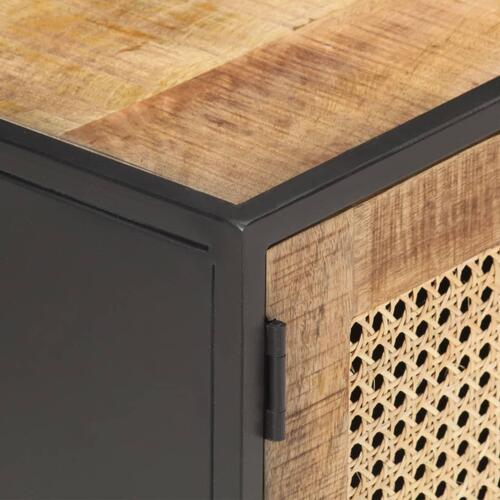 Tv-skab 120x30x40 cm ru mangotræ og naturlig rørflet