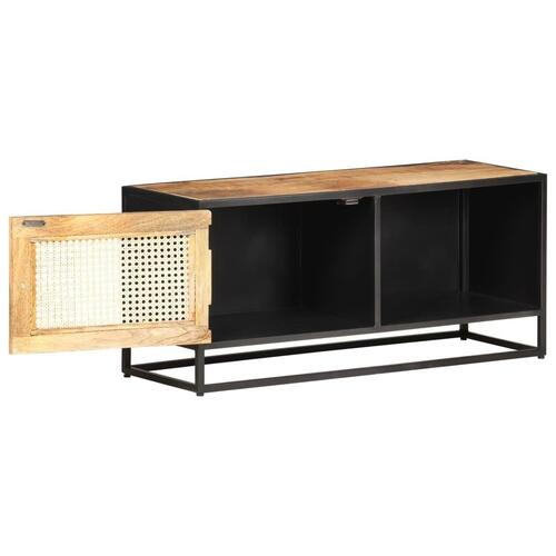Tv-skab 90x30x40 cm ru mangotræ og naturlig rørflet