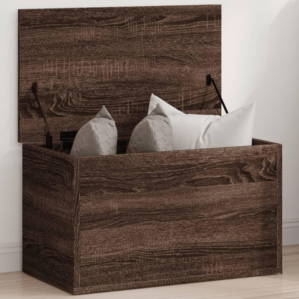 Opbevaringsboks 60x35x35 cm konstrueret træ brun egetræsfarve