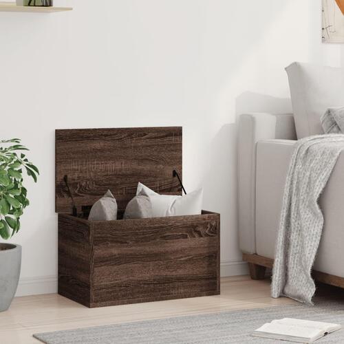 Opbevaringsboks 60x35x35 cm konstrueret træ brun egetræsfarve