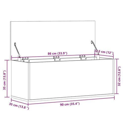 Opbevaringsboks 90x35x35 cm konstrueret træ sort