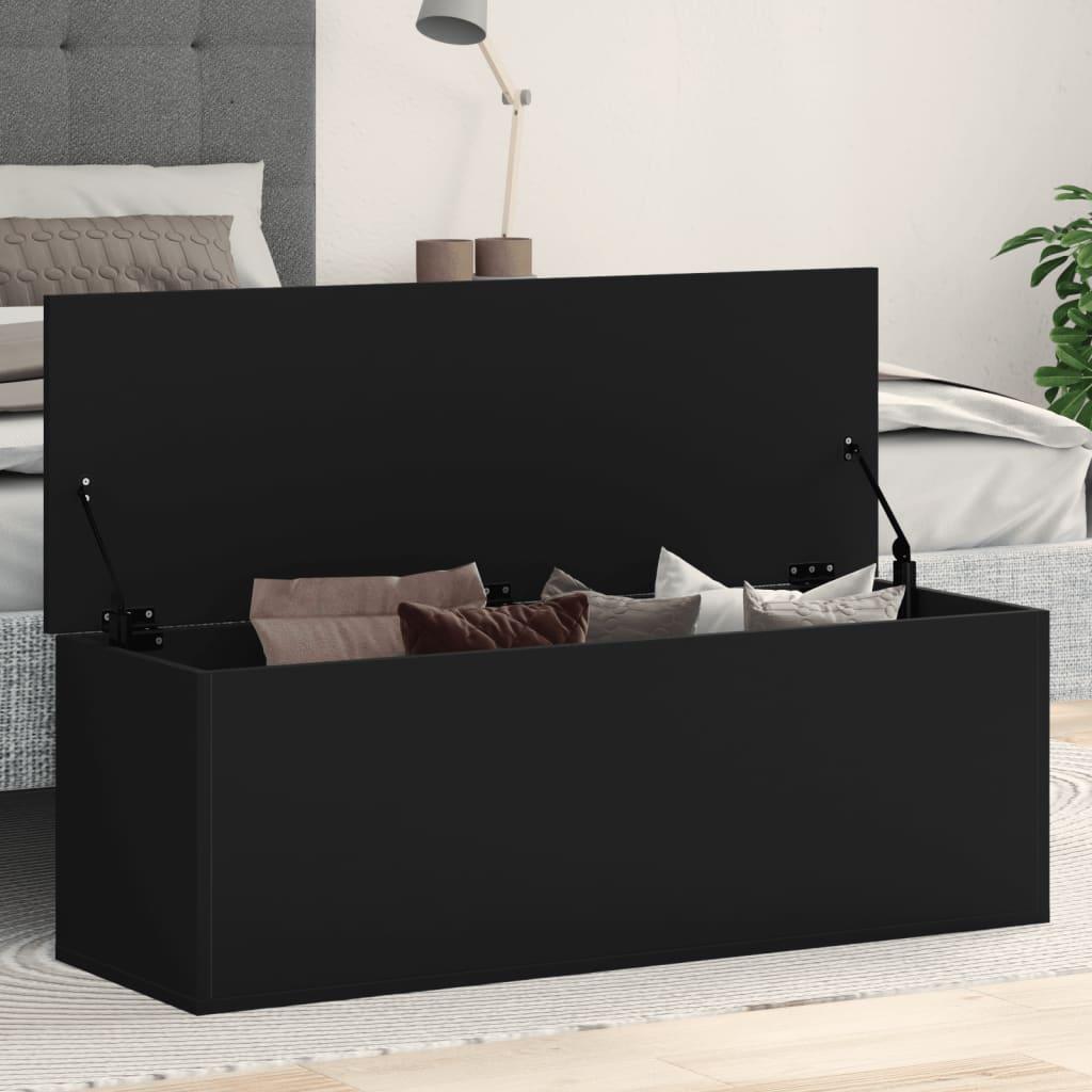 Opbevaringsboks 102x35x35 cm konstrueret træ sort