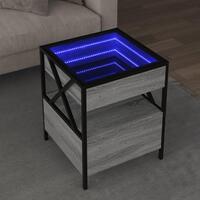 Sofabord med Infinity LED-lys 40x40x51 cm grå sonoma-eg