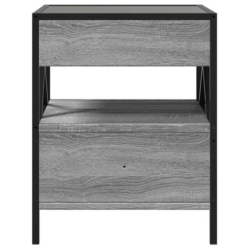 Sofabord med Infinity LED-lys 40x40x51 cm grå sonoma-eg