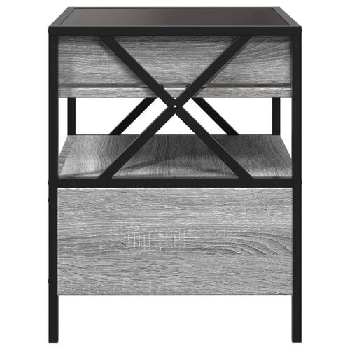 Sofabord med Infinity LED-lys 40x40x51 cm grå sonoma-eg