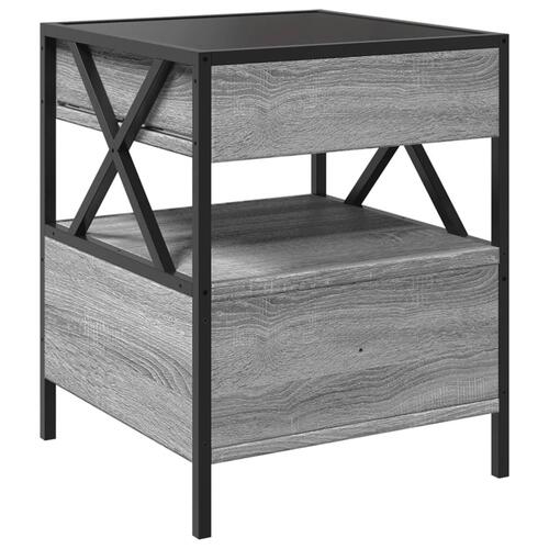 Sofabord med Infinity LED-lys 40x40x51 cm grå sonoma-eg