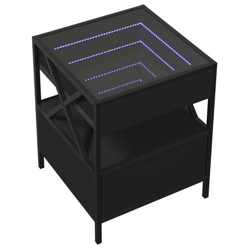 Sofabord med Infinity LED-lys 40x40x51 cm sort