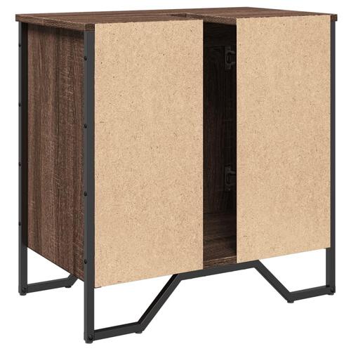 Underskab til håndvask 60x35x60 cm konstrueret træ brunt eg