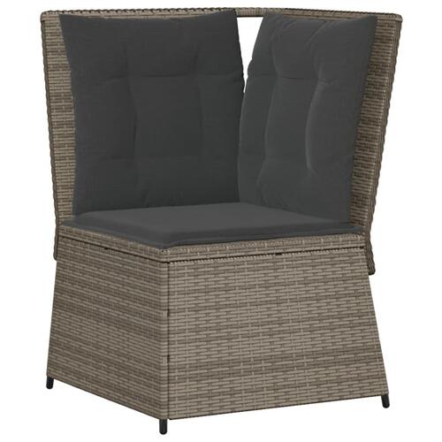 Hjørnemodul til havesofa med hynder polyrattan grå