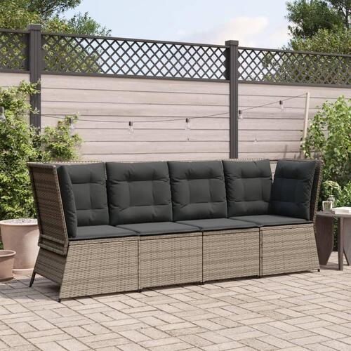 Hjørnemodul til havesofa med hynder polyrattan grå