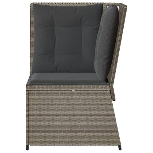 Hjørnemodul til havesofa med hynder polyrattan grå