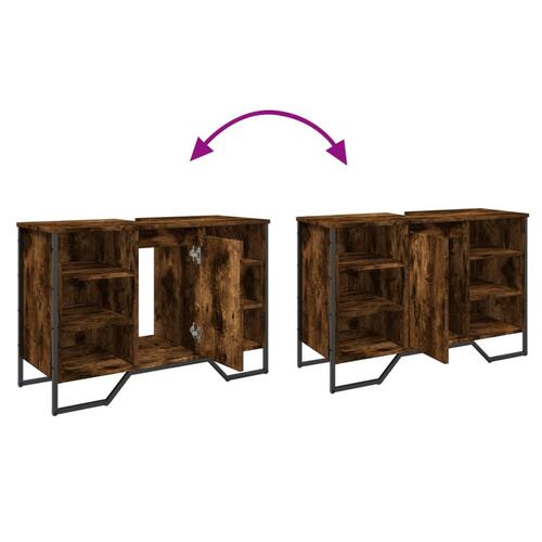 Underskab til håndvask 91x35x60 cm konstrueret træ røget eg