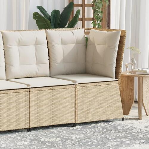 Hjørnemodul til havesofa med hynder polyrattan beige