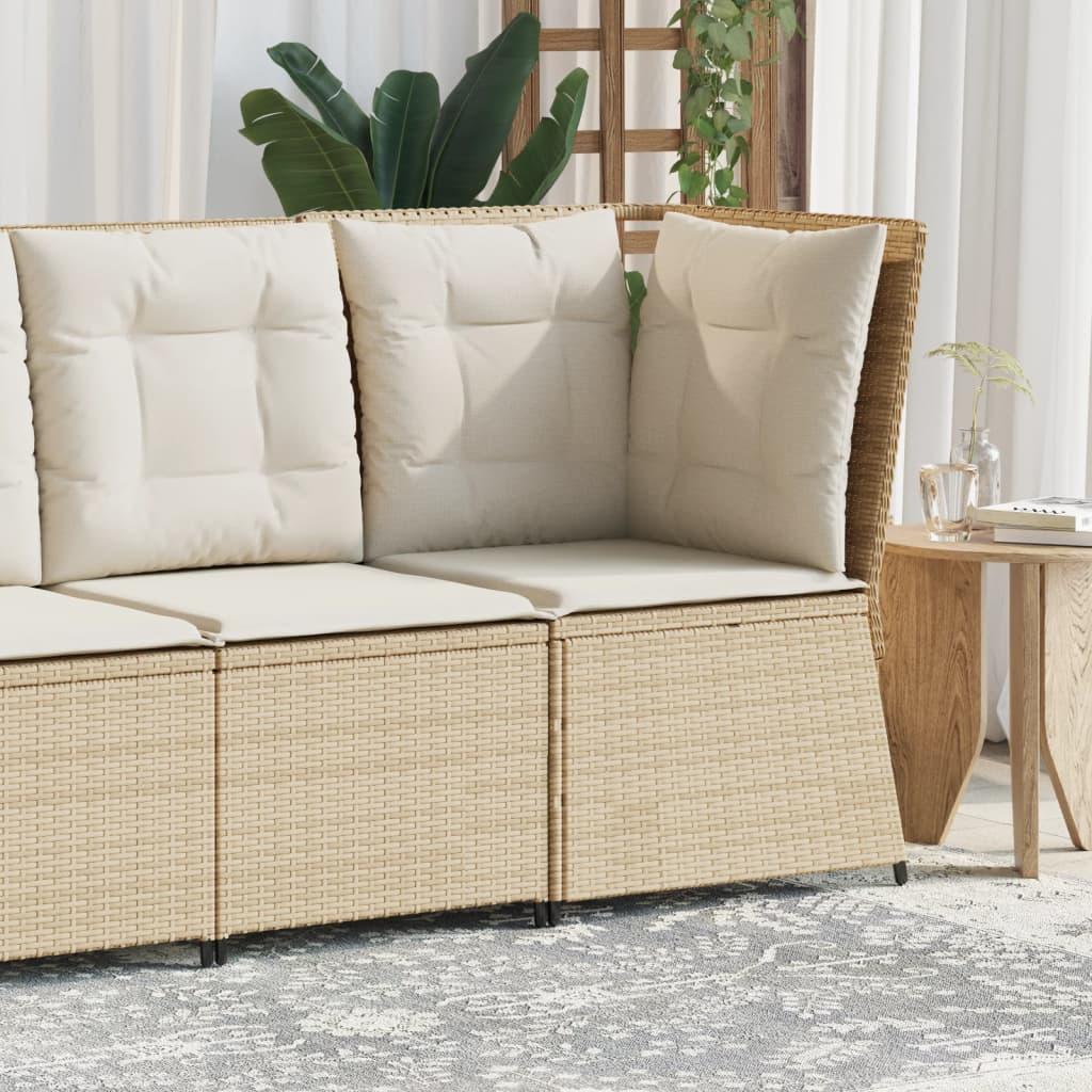 Hjørnemodul til havesofa med hynder polyrattan beige