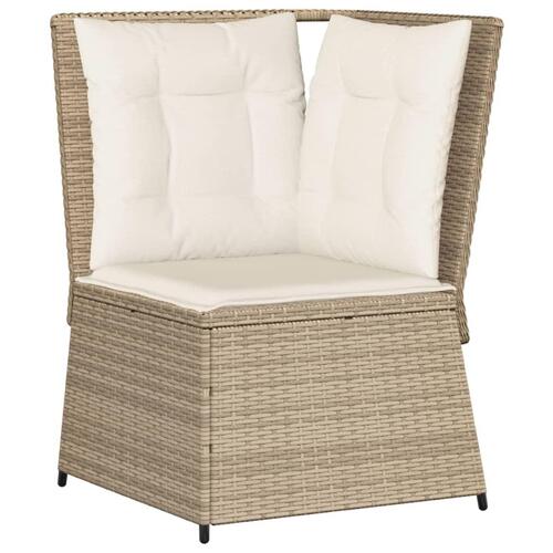 Hjørnemodul til havesofa med hynder polyrattan beige