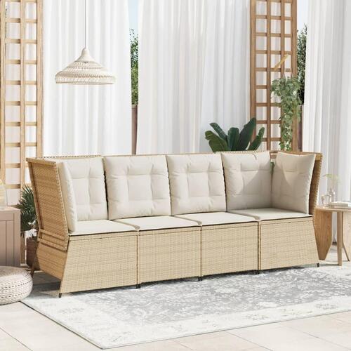 Hjørnemodul til havesofa med hynder polyrattan beige