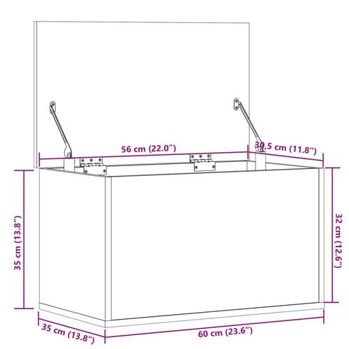 Opbevaringsboks 60x35x35 cm konstrueret træ hvid