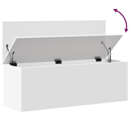 Opbevaringsboks 102x35x35 cm konstrueret træ hvid