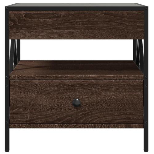 Sofabord med Infinity LED-lys 50x50x51 cm brun egetræsfarve