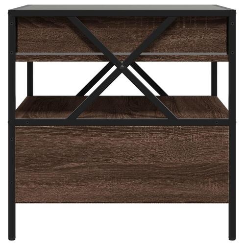 Sofabord med Infinity LED-lys 50x50x51 cm brun egetræsfarve