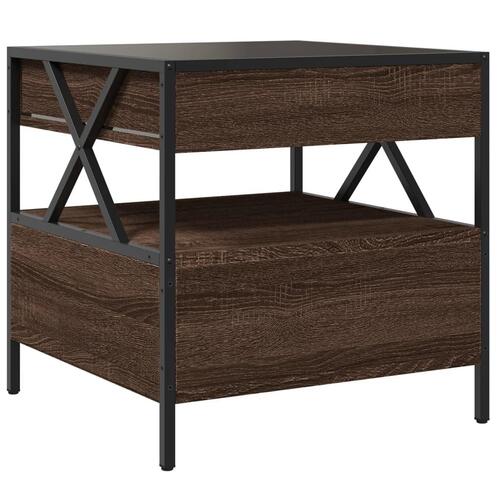 Sofabord med Infinity LED-lys 50x50x51 cm brun egetræsfarve
