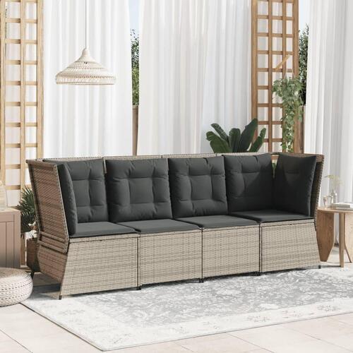 Hjørnemodul til havesofa med hynder polyrattan lysegrå