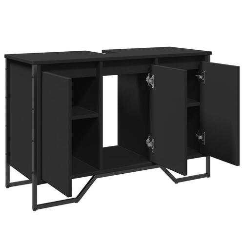 Underskab til håndvask 91x35x60 cm konstrueret træ sort