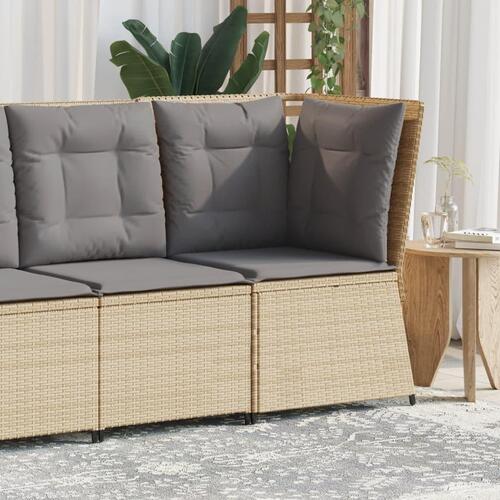 Hjørnemodul til havesofa med hynder polyrattan beige