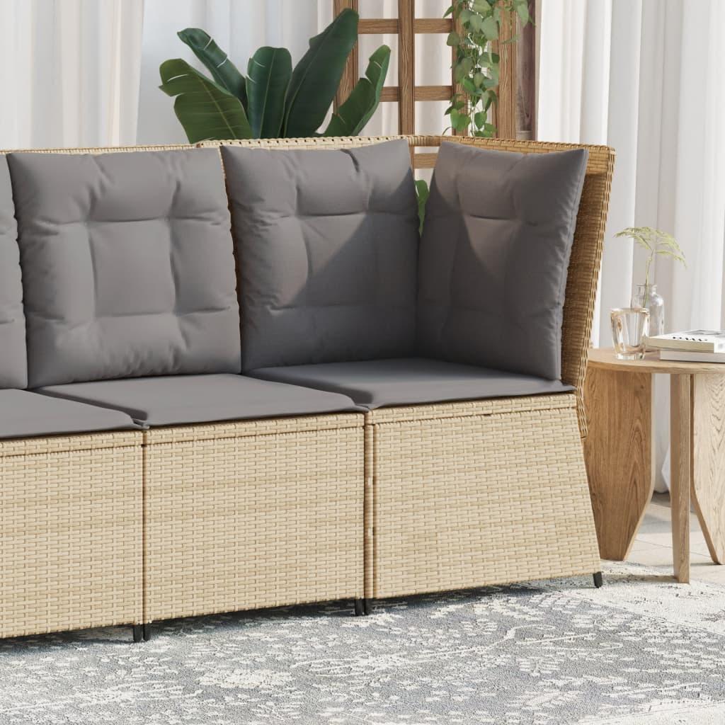 Hjørnemodul til havesofa med hynder polyrattan beige