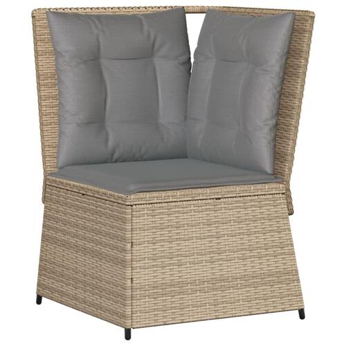 Hjørnemodul til havesofa med hynder polyrattan beige
