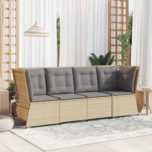 Hjørnemodul til havesofa med hynder polyrattan beige