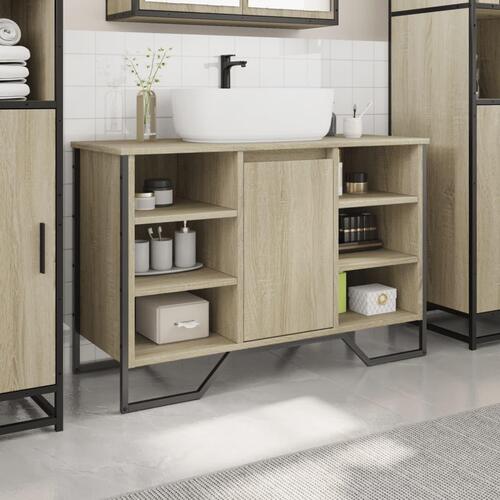 Underskab til håndvask 91x35x60 cm konstrueret træ sonoma-eg