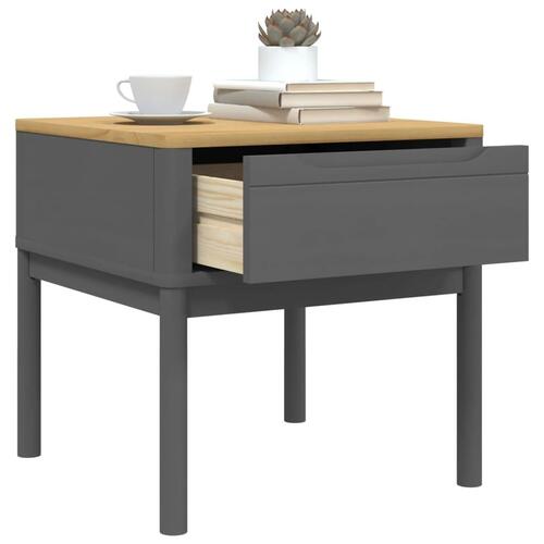 Lampebord FLORO 55x55x54 cm massivt fyrretræ grå