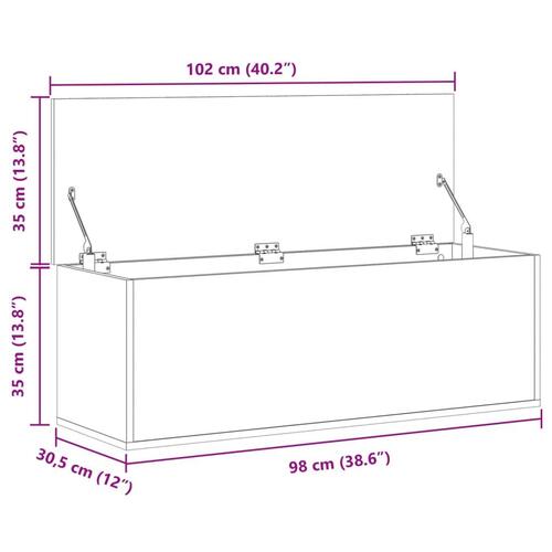 Opbevaringsboks 102x35x35 cm konstrueret træ sonoma-eg